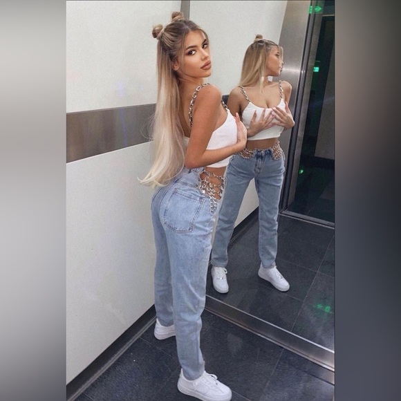 Link By Link Straight Leg Jeans - Light Blue Wash - Picture 1 of 3